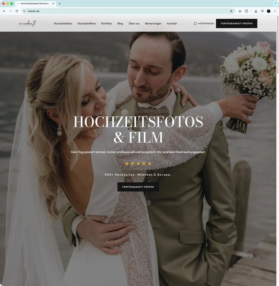 Hochzeitsfotograf-Website MOKATI mit Blogsystem und Anfragenmanagement